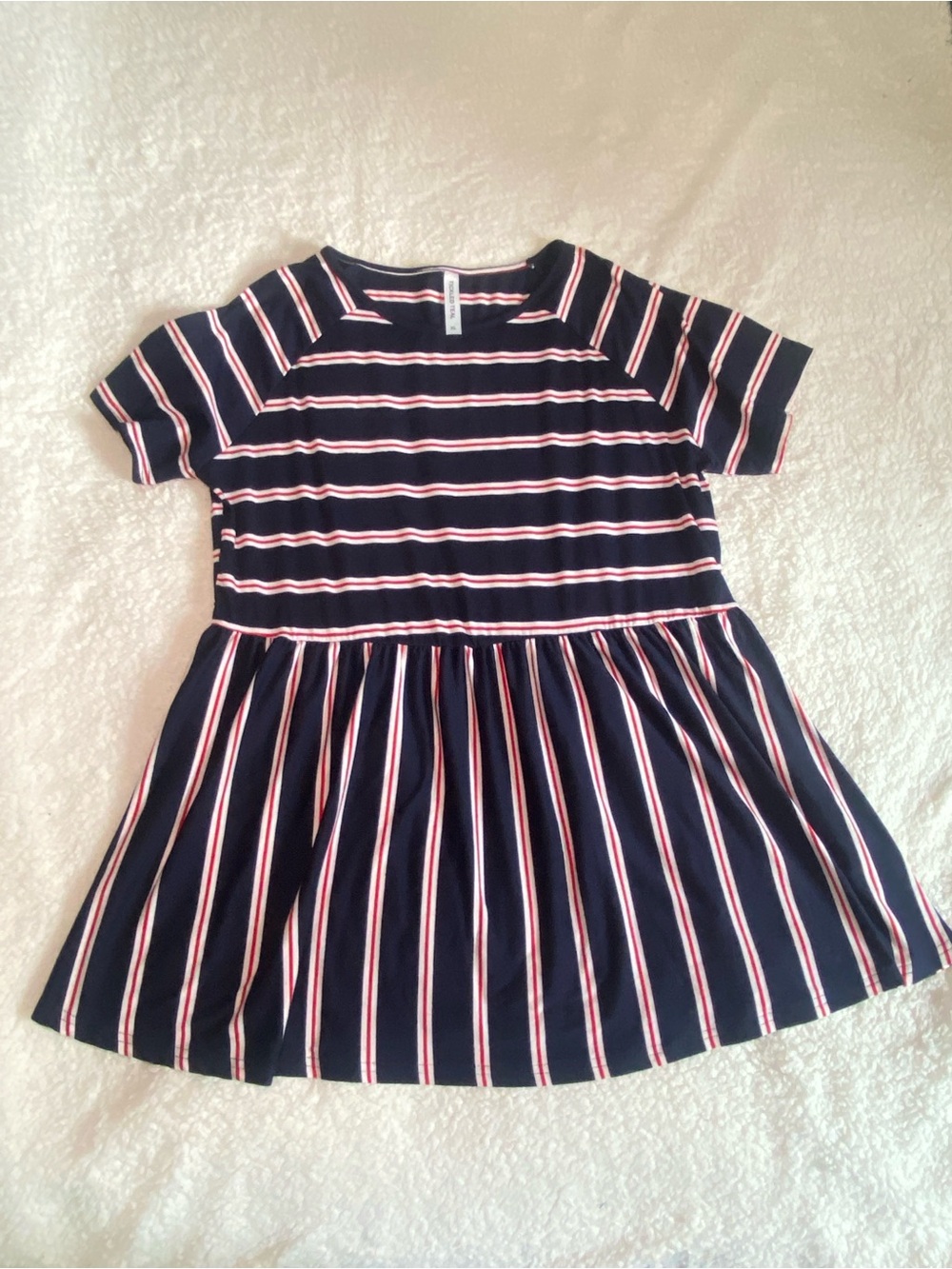 Tickled Teal Navy Top with Pink and White Stripes